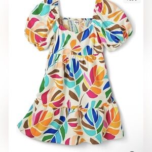 Tabitha Brown Target Multicolor Botanical Print Puff Sleeve Mini Dress Size XS